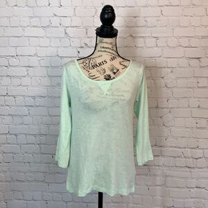 J Crew Factory Vintage Cotton Mint Green Lightweight Long Sleeve Shirt Size SM